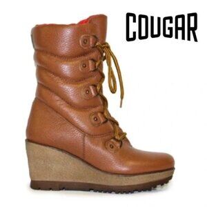 Cougar - Wedgy Pillow Boot Waterproof Leather Quilted Snow Ski Retro     size 6